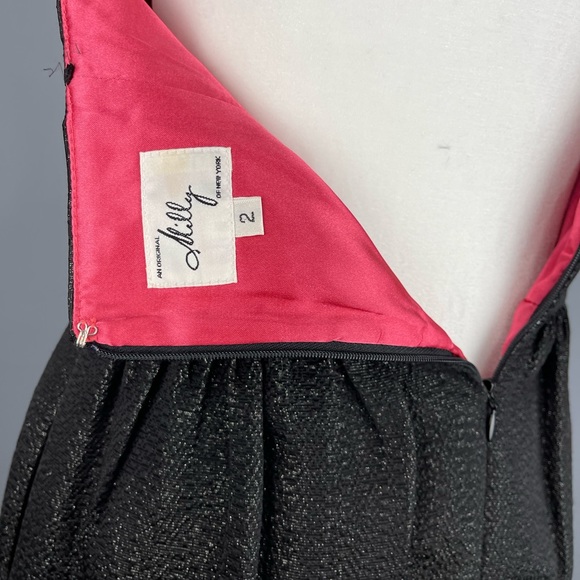 MILLY of New York Black Strapless Dress Size 2 shimmering with metallic thread - Picture 4 of 8